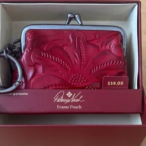 Patricia Nash Crimson Leather Frame Pouch